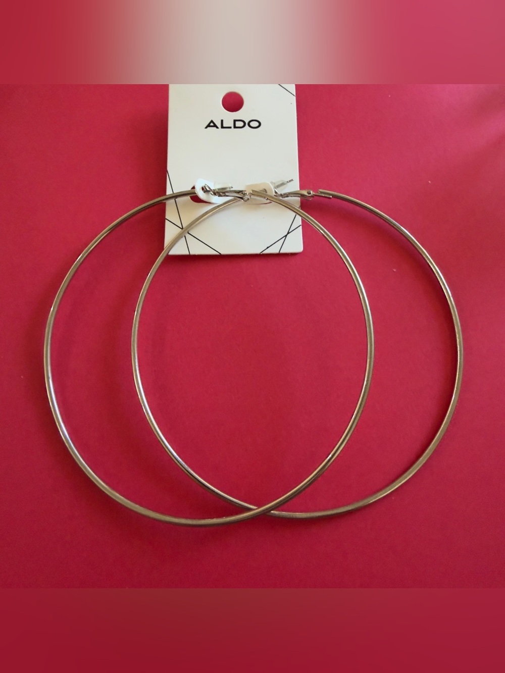9.3cm Aldo Shiny Silver Oversized Hoop Earrings
